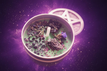 Magic Spell Candles for Manifesting Intentions with Herbs & Crystals - Lucky Girl Gifts