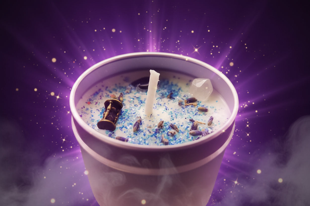 Magic Spell Candles for Manifesting Intentions with Herbs & Crystals - Lucky Girl Gifts
