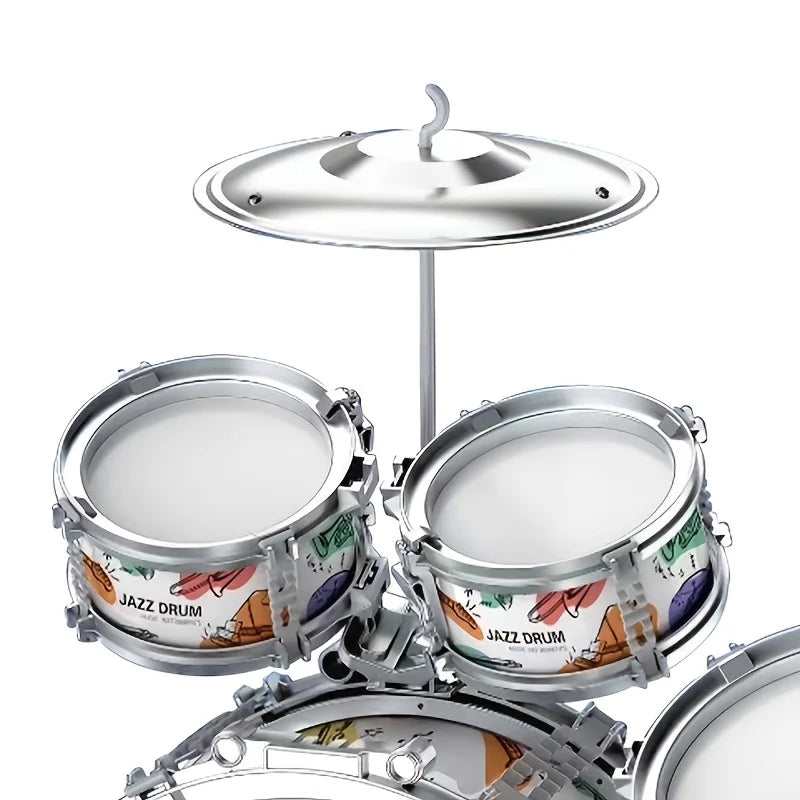 Children's drum set with colorful design on a white background