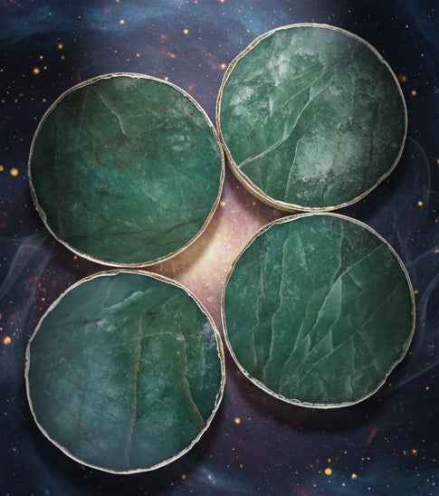 Sage Green Agate Coasters - Set of 4 Large Hand Rounded Personalised Momentos