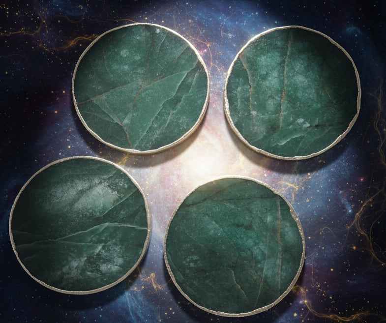 Sage Green Agate Coasters - Set of 4 Large Hand Rounded Personalised Momentos