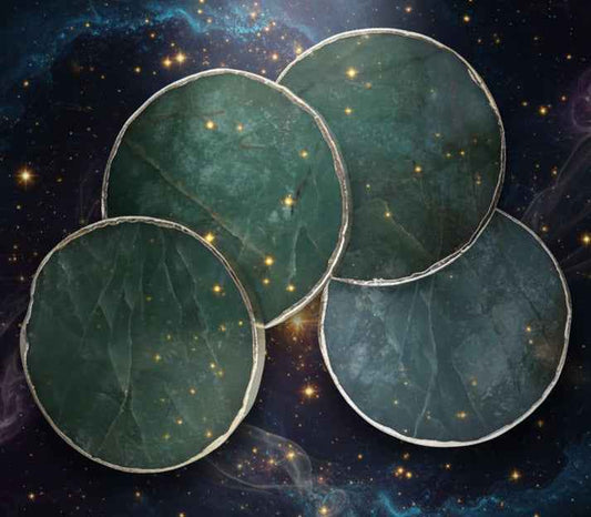 Sage Green Agate Coasters - Set of 4 Large Hand Rounded Personalised Momentos