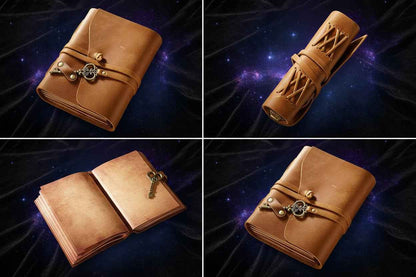 Leather Journal Magic Grimoire Handmade Notebook With Key