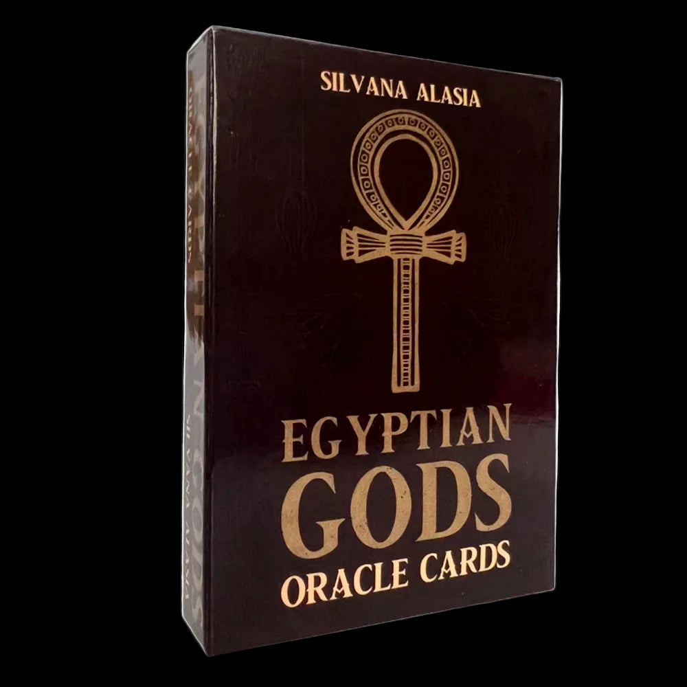 Box of Egyptian Gods Oracle Cards by Silvana Alasia on a white background