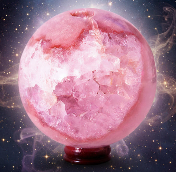 Pink Amethyst Geode Ball for Heart Opening and Healing Energy - Lucky Girl Gifts