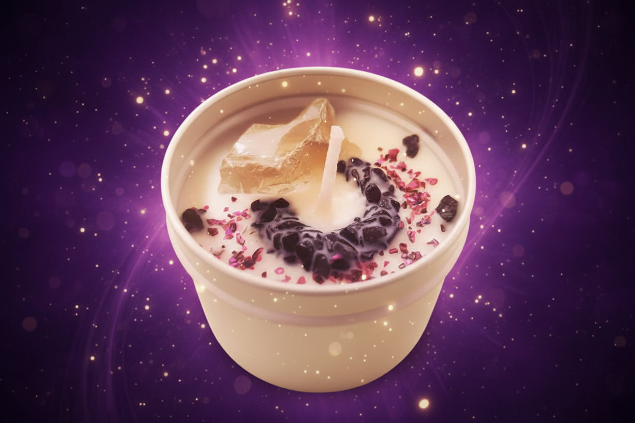Magic Spell Candles for Manifesting Intentions with Herbs & Crystals - Lucky Girl Gifts