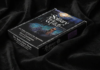 Card game box titled 'The Solitary Witch' by Lucy Cavendish on a white background