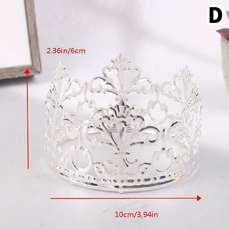 Mini Crown Cake Topper Pearl Tiara for Wedding Birthday Party Cake Decoration
