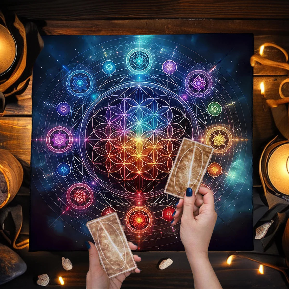 Mandala Flower of Life Divination Meditation Spiritual Oracle Pad Tarot Mat