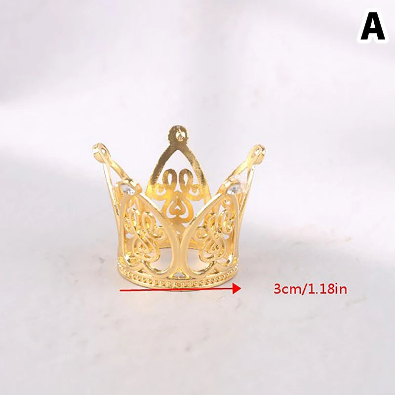 Mini Crown Cake Topper Pearl Tiara for Wedding Birthday Party Cake Decoration