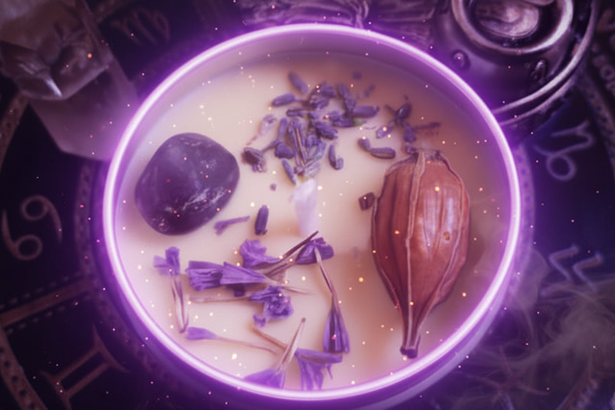 Magic Spell Candles for Manifesting Intentions with Herbs & Crystals - Lucky Girl Gifts