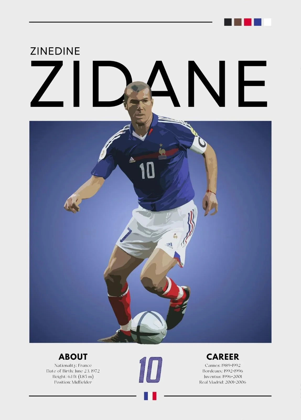 Soccer player in a blue jersey with number 10 on a white background