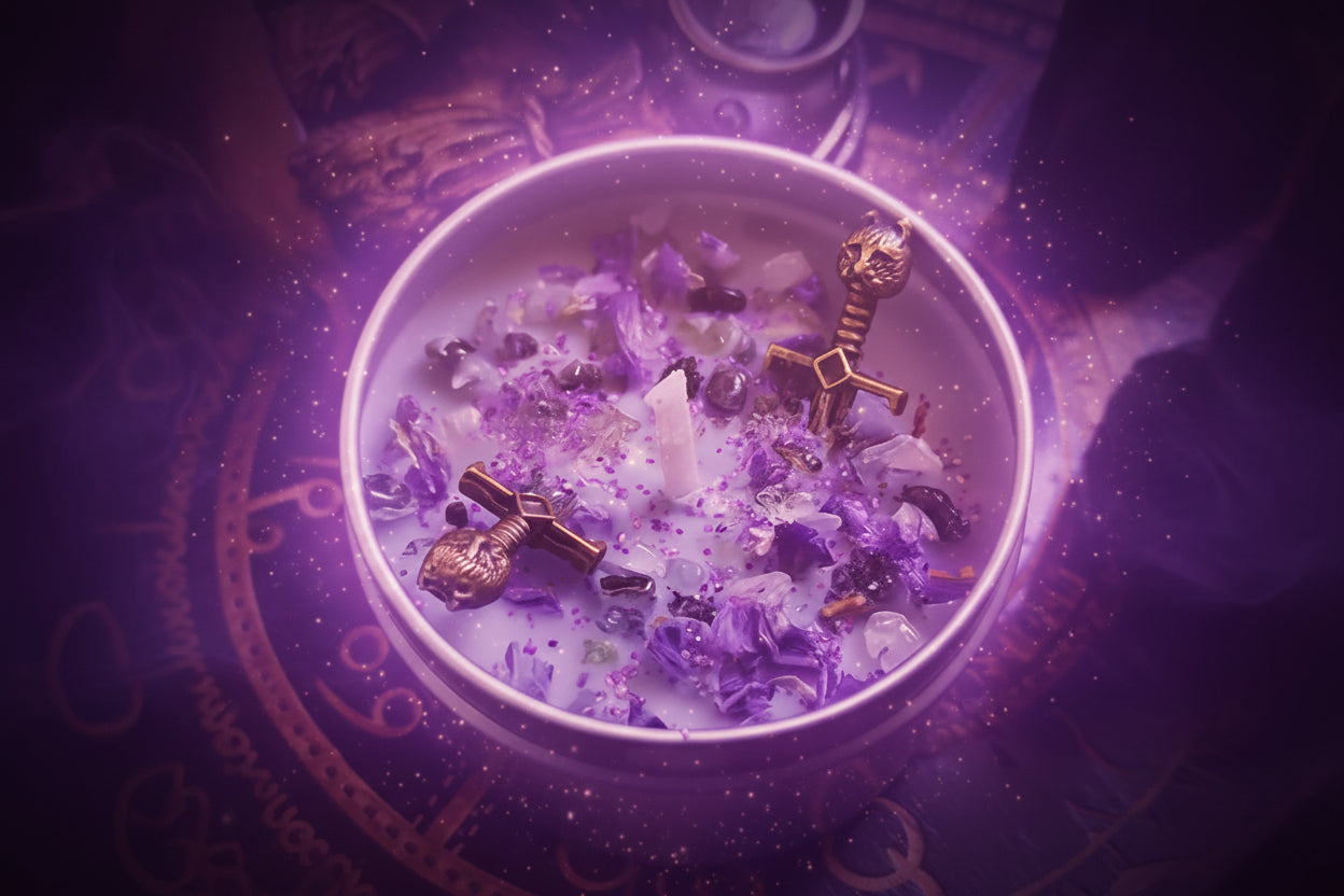 Magic Spell Candles for Manifesting Intentions with Herbs & Crystals - Lucky Girl Gifts