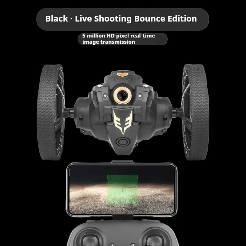Black live shooting bounce edition device with smartphone display on a gray background