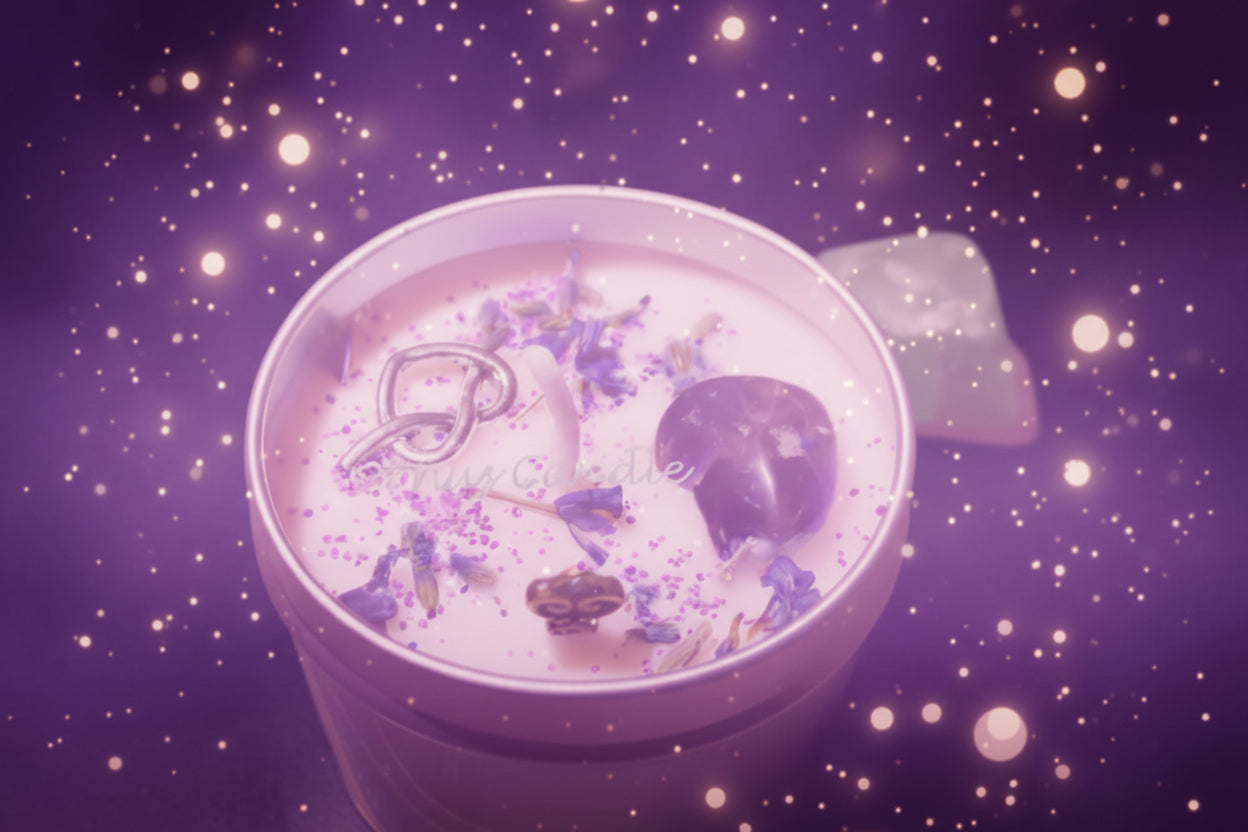 Magic Spell Candles for Manifesting Intentions with Herbs & Crystals - Lucky Girl Gifts