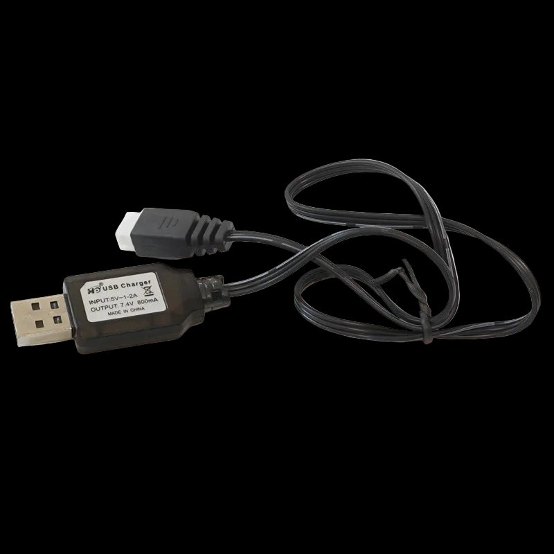Black USB cable on a white background