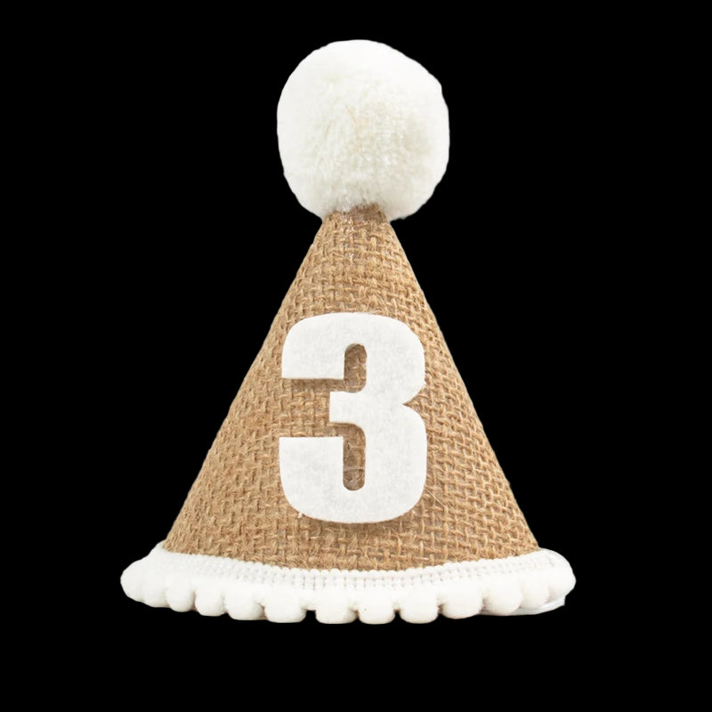 Party hat with number 3 on a white background