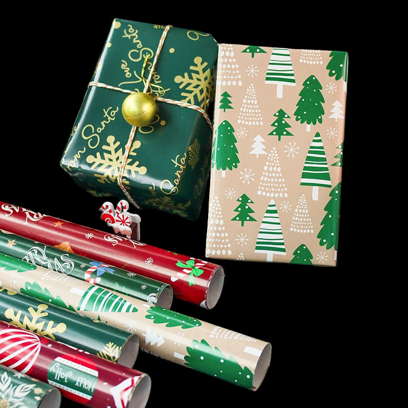 6 Pcs 50x70 cm Per Roll Xmas Wrapping Paper Merry Christmas Holiday Craft Paper