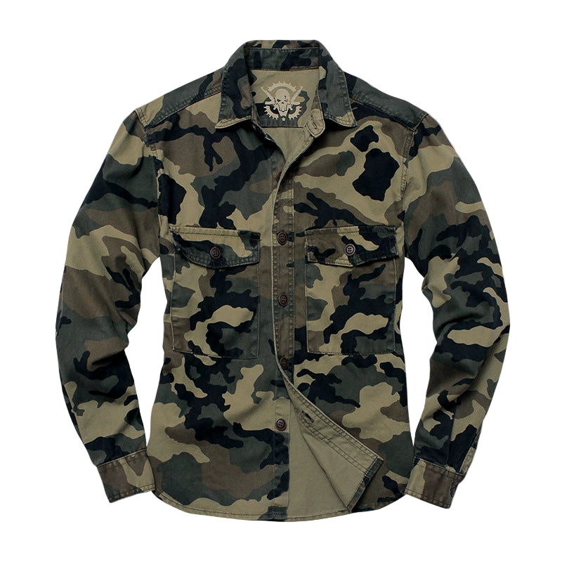Camouflage jacket on a gray background
