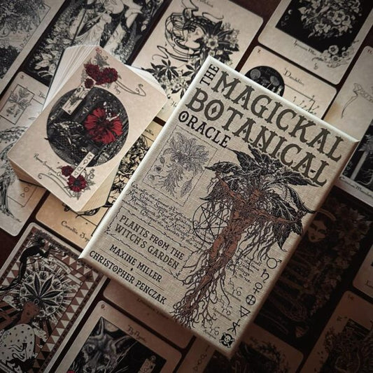 Magickal Botanical Oracle card deck on a background of similar cards