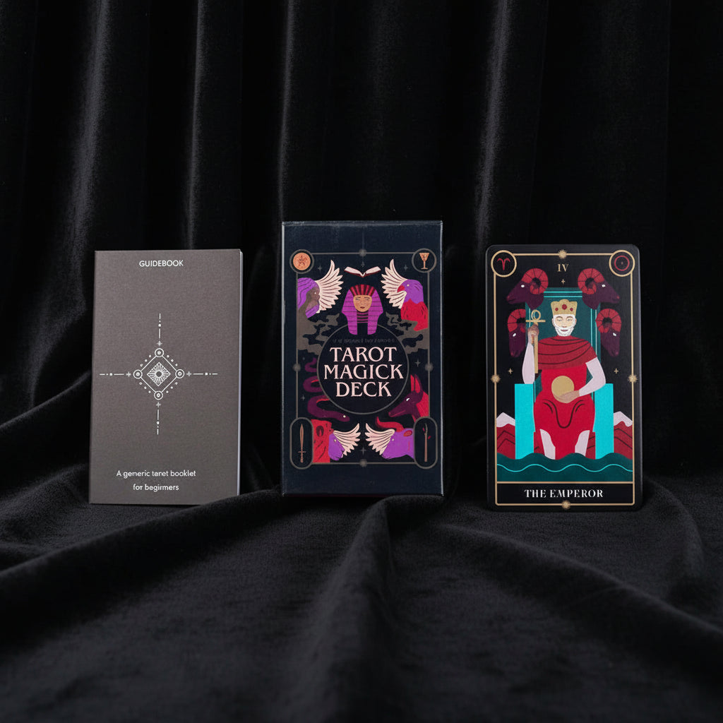Tarot Magick Deck with guidebook on a white background
