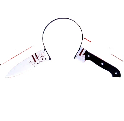 Halloween-themed weapon with measurements on a white background