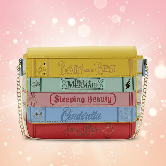 Multicolored bag with Disney character names on a white background