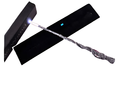 Black electronic device with a coiled cable on a white background