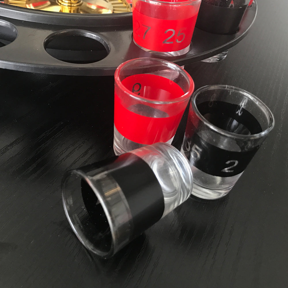 NNEDSZ Wine Game Shot Drinking Roulette Set with Casino Spin Glass Shot Party Bar Game-4