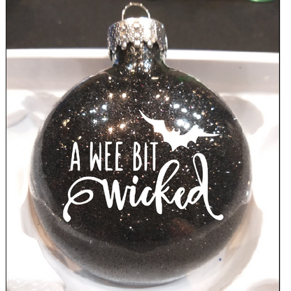 Wee Bit Wicked Glitter Ornament Shatterproof Horror Halloween