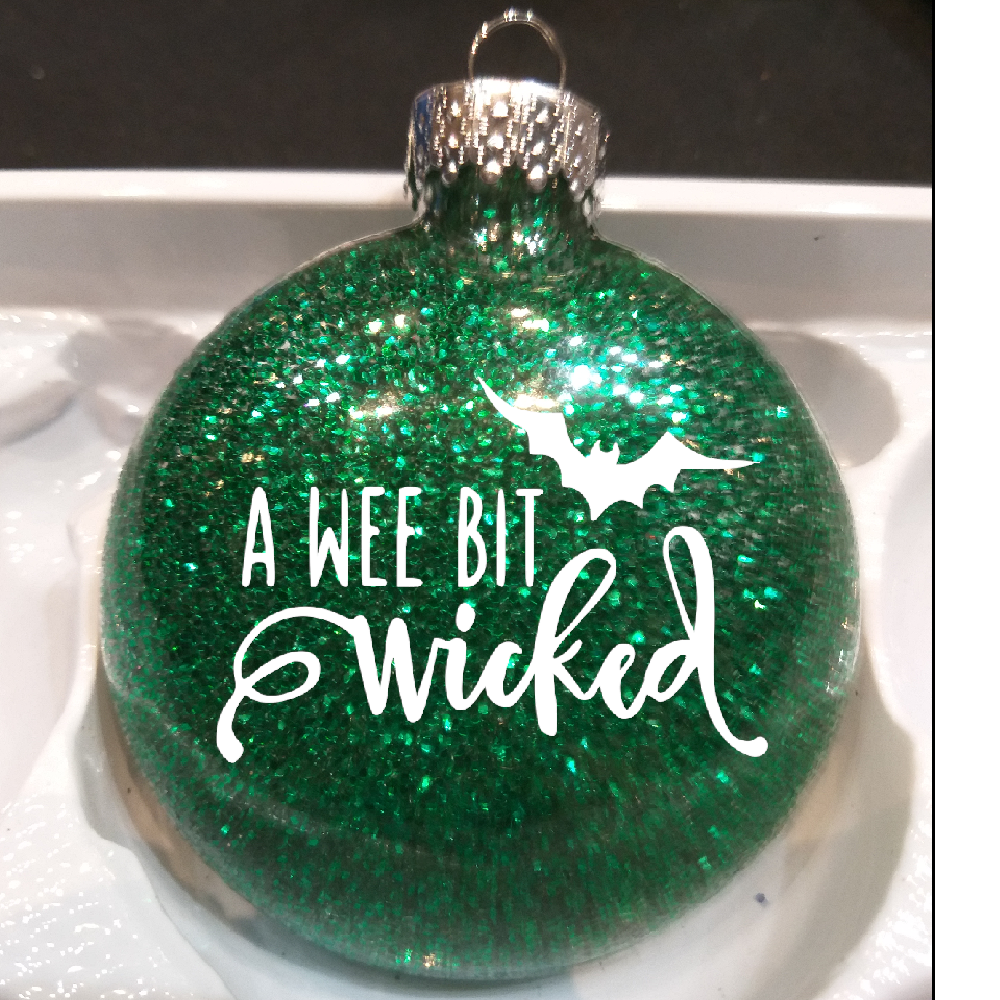 Wee Bit Wicked Glitter Ornament Shatterproof Horror Halloween - Lucky Girl Gifts