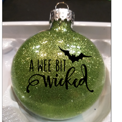 Wee Bit Wicked Glitter Ornament Shatterproof Horror Halloween - Lucky Girl Gifts