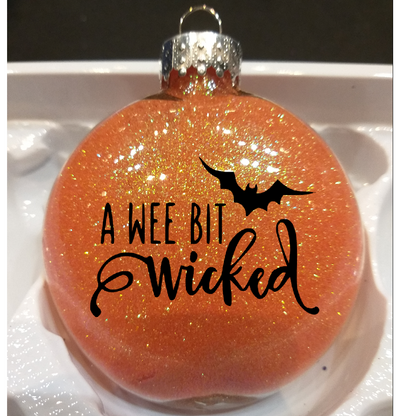 Wee Bit Wicked Glitter Ornament Shatterproof Horror Halloween