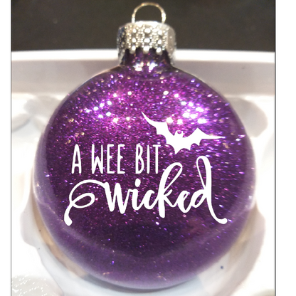 Wee Bit Wicked Glitter Ornament Shatterproof Horror Halloween