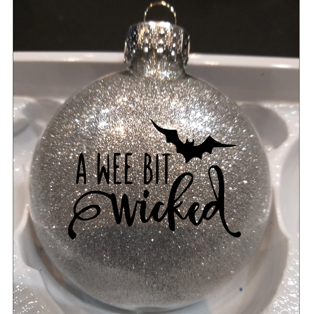 Wee Bit Wicked Glitter Ornament Shatterproof Horror Halloween - Lucky Girl Gifts