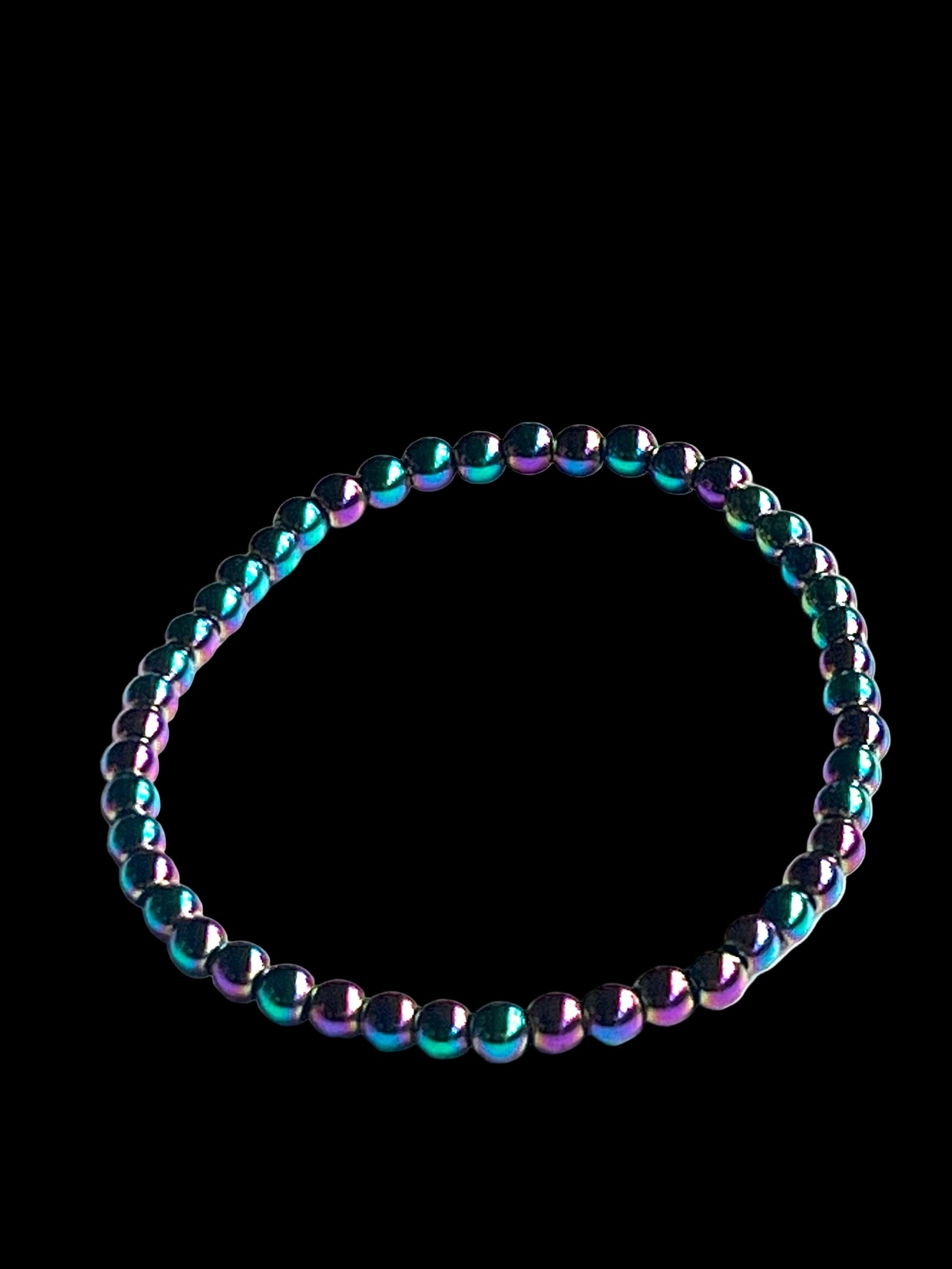 Multicolored beaded bracelet on a white background