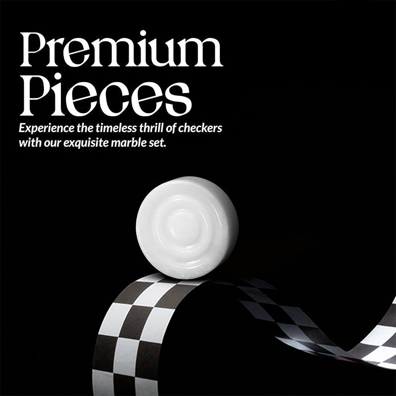 Marble piece on a checkered path with 'Premium Pieces' branding and text.