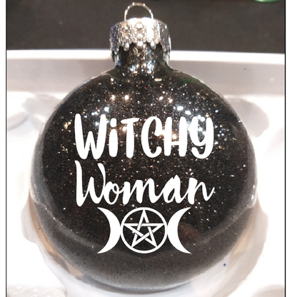 Witchy Woman Glitter Ornament Shatterproof Horror Halloween - Lucky Girl Gifts