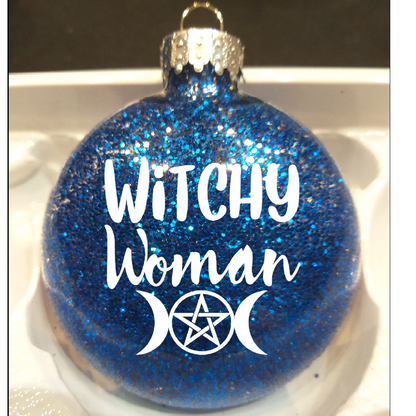 Witchy Woman Glitter Ornament Shatterproof Horror Halloween - Lucky Girl Gifts