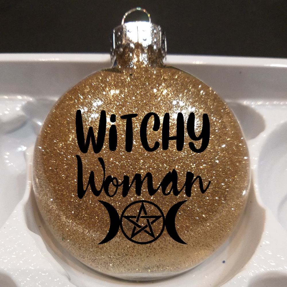 Witchy Woman Glitter Ornament Shatterproof Horror Halloween - Lucky Girl Gifts