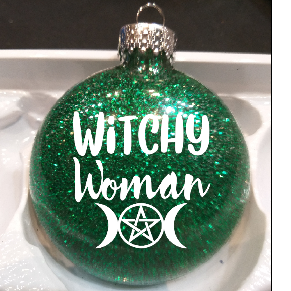 Witchy Woman Glitter Ornament Shatterproof Horror Halloween - Lucky Girl Gifts
