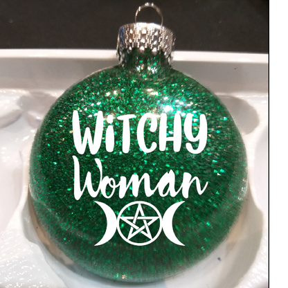 Witchy Woman Glitter Ornament Shatterproof Horror Halloween - Lucky Girl Gifts