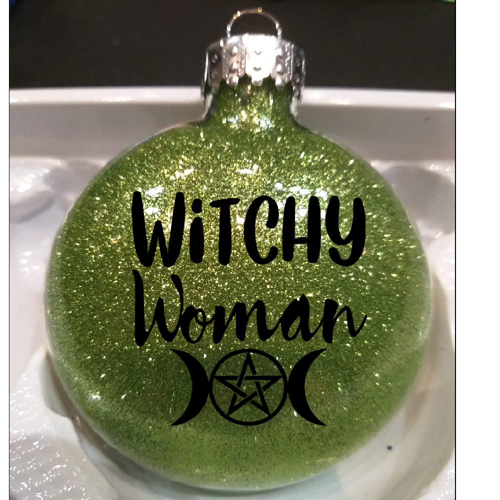 Witchy Woman Glitter Ornament Shatterproof Horror Halloween - Lucky Girl Gifts
