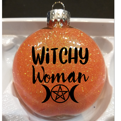 Witchy Woman Glitter Ornament Shatterproof Horror Halloween - Lucky Girl Gifts