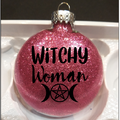 Witchy Woman Glitter Ornament Shatterproof Horror Halloween - Lucky Girl Gifts