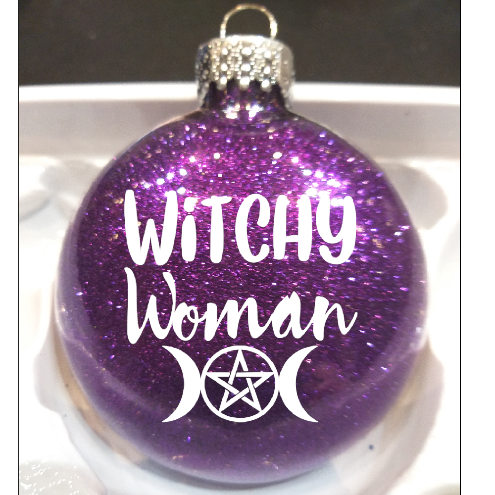 Witchy Woman Glitter Ornament Shatterproof Horror Halloween - Lucky Girl Gifts