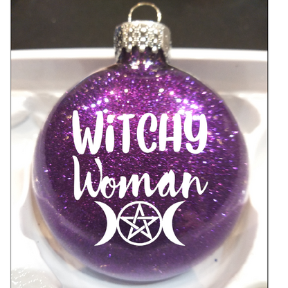 Witchy Woman Glitter Ornament Shatterproof Horror Halloween - Lucky Girl Gifts