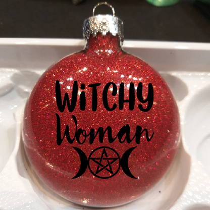 Witchy Woman Glitter Ornament Shatterproof Horror Halloween - Lucky Girl Gifts