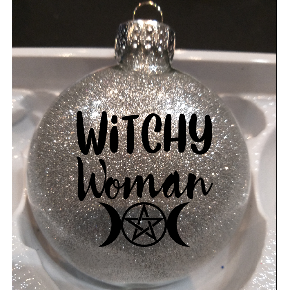 Witchy Woman Glitter Ornament Shatterproof Horror Halloween - Lucky Girl Gifts