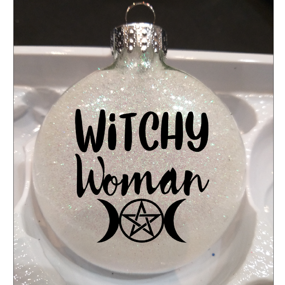 Witchy Woman Glitter Ornament Shatterproof Horror Halloween - Lucky Girl Gifts